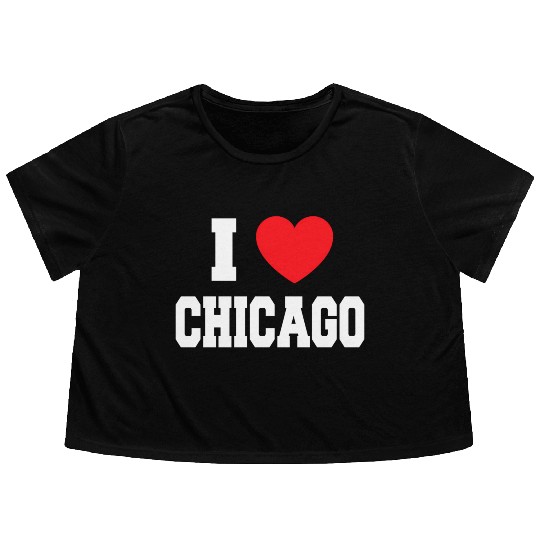 I Love Chicago Flowy Cropped Tees