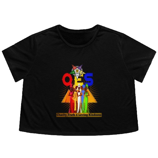 Order Of The Eastern Star Oes Ring Diva Sister'S Flowy Cropped Tees
