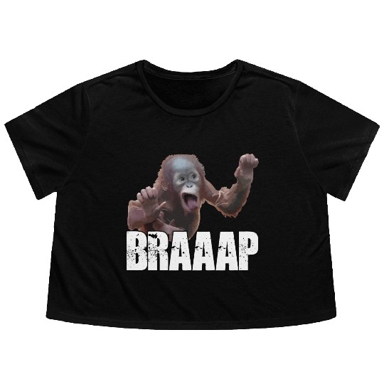 Braaap Monkey Face Riding A Motocross Flowy Cropped Tees