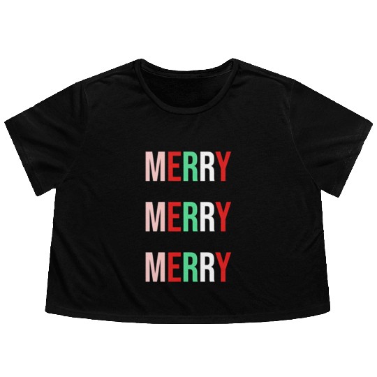 Merry Merry Merry Flowy Cropped Tees