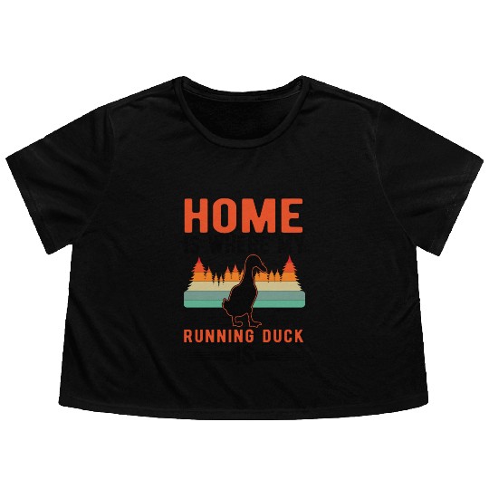 Home Is Where My Running Duck Flowy Cropped Tees