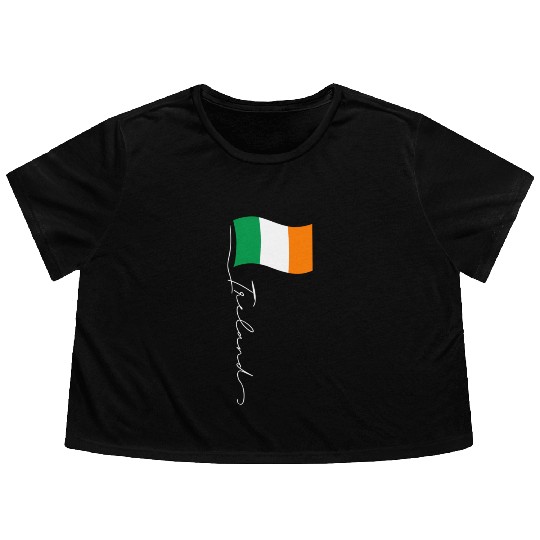 Ireland Signature Flag Pole Elegant Patriotic Flowy Cropped Tees