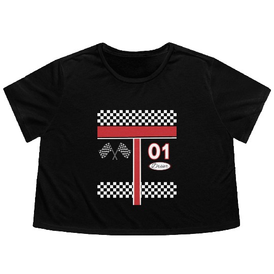 Race Car Driver For Halloween Flowy Cropped Tees