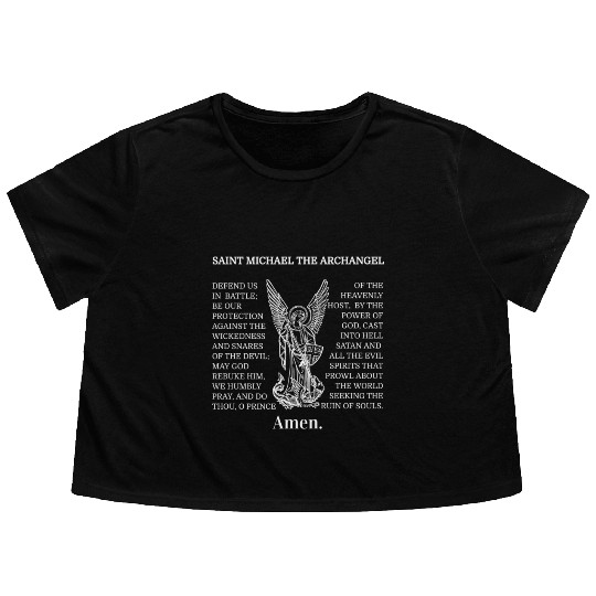 St Michael Catholic Archangel Christian Flowy Cropped Tees