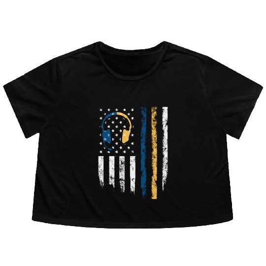 Gold Blue Line 911 Police Dispatcher First Flowy Cropped Tees