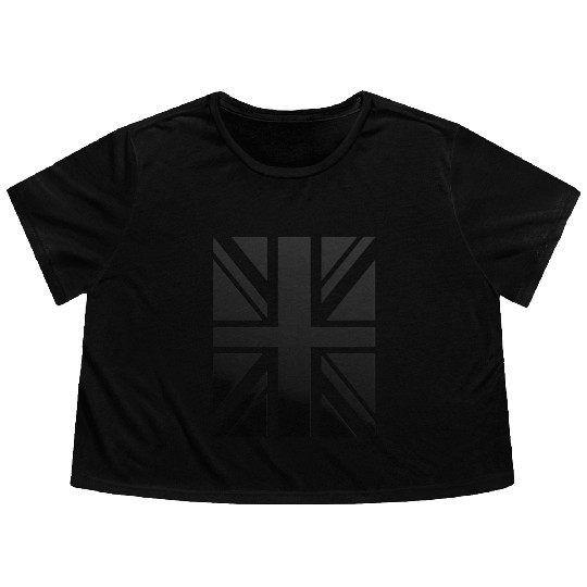 Black Union Jack - Uk Flag - Great Britain Flowy Cropped Tees