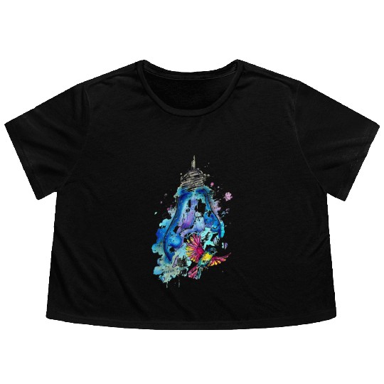 Bird In Lightbulb Flowy Cropped Tees