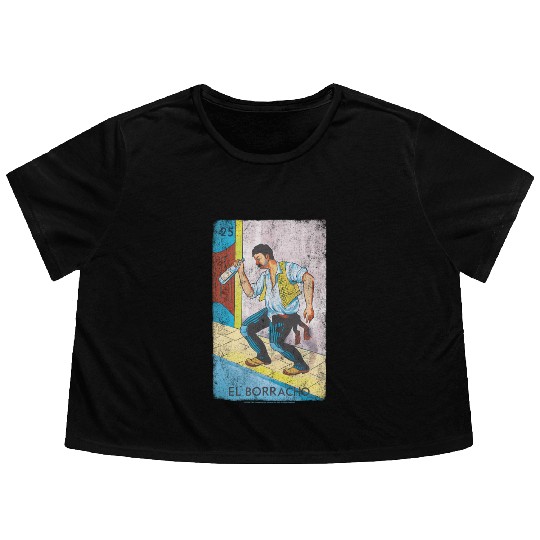 Loteria El Borracho Colorful Tarot Card Flowy Cropped Tees