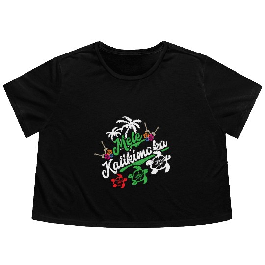 Mele Kalikimaka - Fun Merry Flowy Cropped Tees