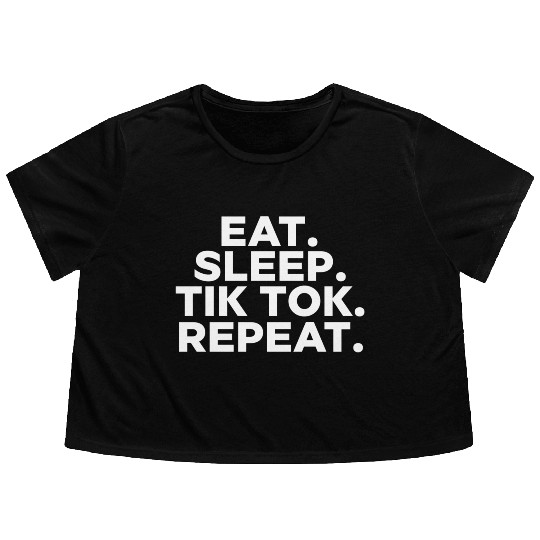 Eat Sleep tiktok Repeat retro vintage colors Flowy Cropped Tees