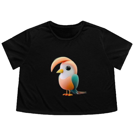 Cute Bird of Paradise 3D Render Flowy Cropped Tees