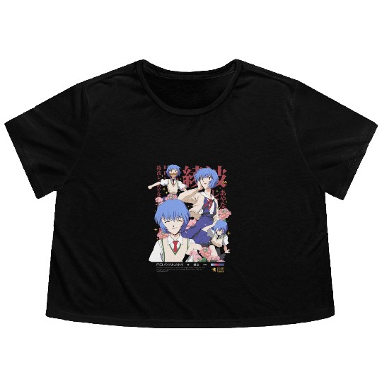 Rei Ayanami Flowy Cropped Tees