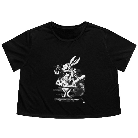 Easter Bunny Alice-In-Wonderland White Rabbit Flowy Cropped Tees