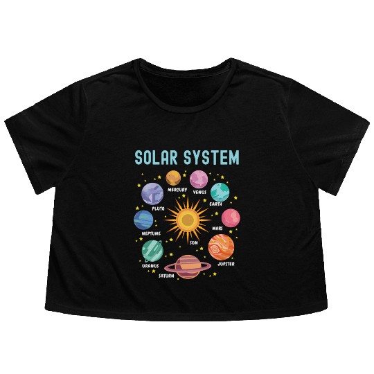 Solar System Planets Science Flowy Cropped Tees