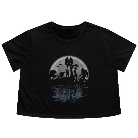 Bigfoot Loch Ness Monster Moth And Aliens Cryptid Flowy Cropped Tees