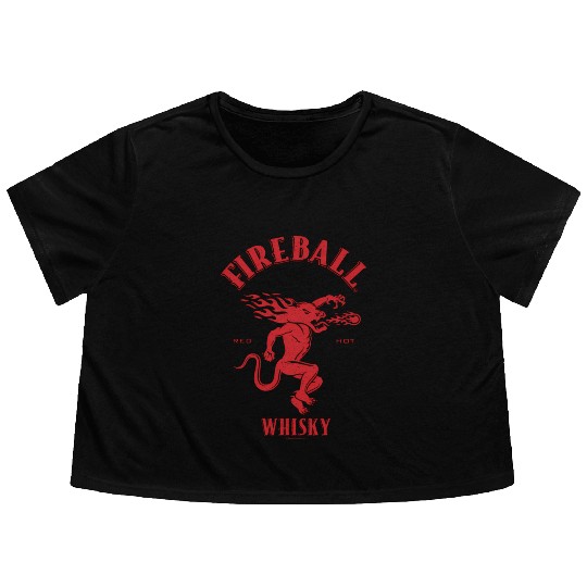 Fireball Whiy Red Hot Burns Like Hell V2 Flowy Cropped Tees
