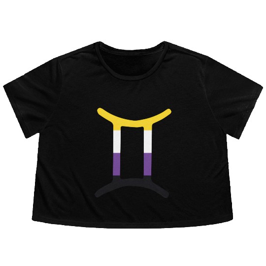 Non Binary Gemini Sign Non Binary Pride Flowy Cropped Tees