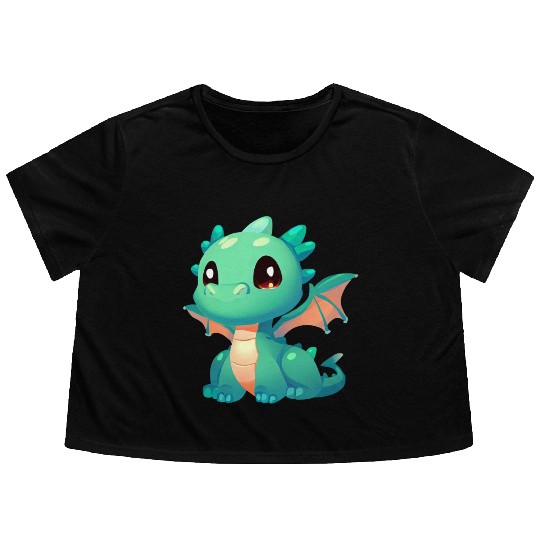 Puppy Dragon Flowy Cropped Tees