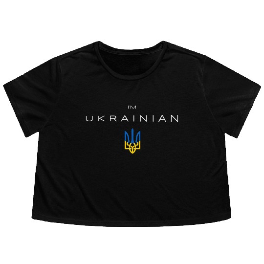 I am Ukrainian - I am from Ukraine Trident Flag Flowy Cropped Tees