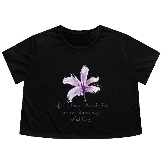Purple Lily Flower surprise with quote Flowy Cropped Tees