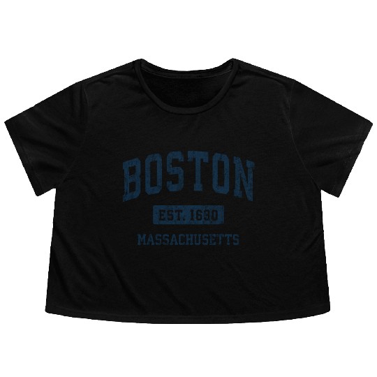 Boston Massachusetts Ma Vintage Athletic Flowy Cropped Tees