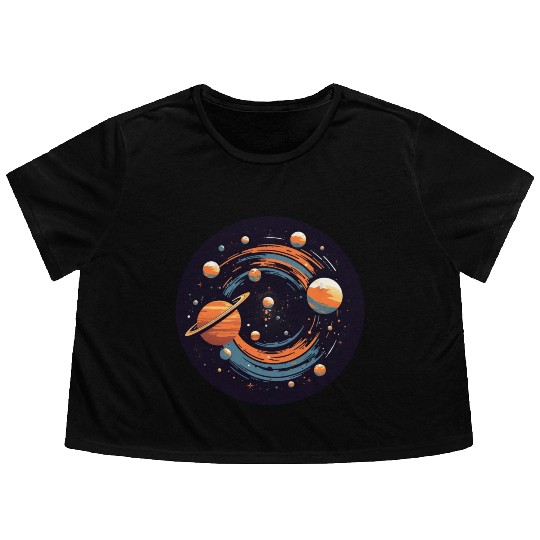Universe Solar System Planets Flowy Cropped Tees