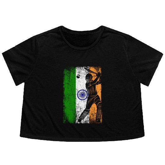 India Flag Indian Cricket Jersey Fan Player Coach Flowy Cropped Tees