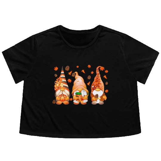 It's Fall Y'all Cute Gnomes Pumpkin Autumn Fall Flowy Cropped Tees