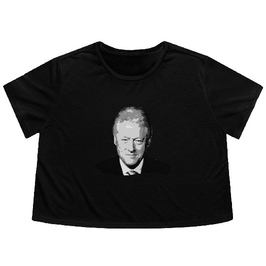 Bill Clinton Grayscale Pop Art Flowy Cropped Tees