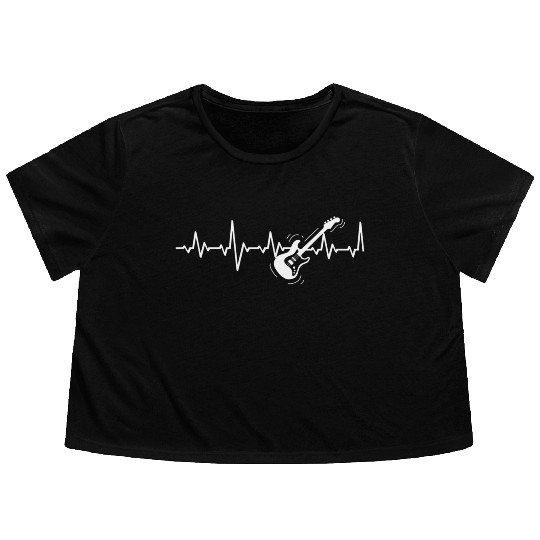 Bass Guitar Player Heartbeat Flowy Cropped Tees