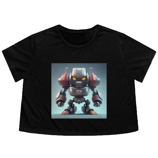 Angry 3D Robot Flowy Cropped Tees
