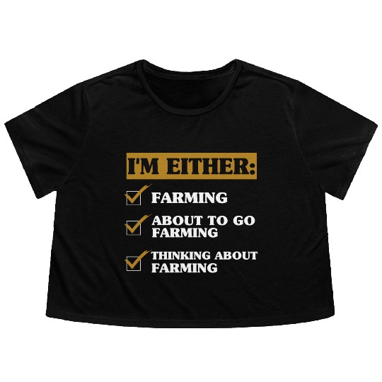 Funny Farmer Saying Flowy Cropped Tees