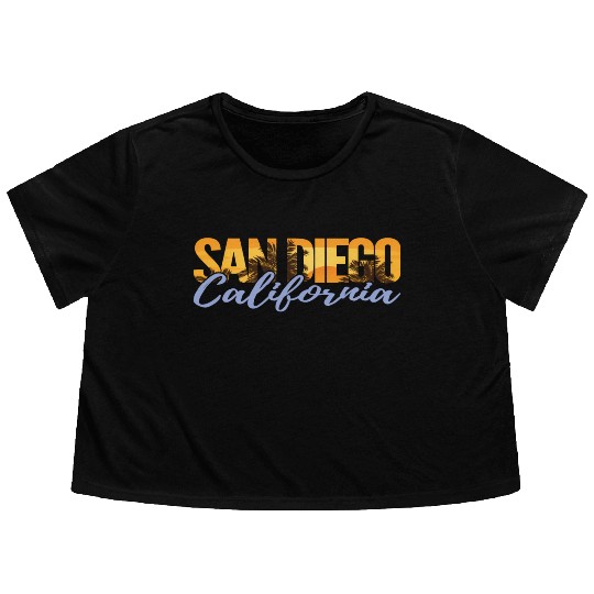 San Diego California Beach Vacation Flowy Cropped Tees