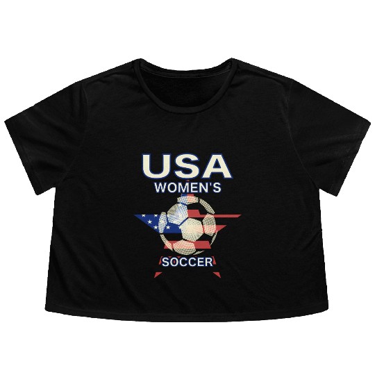 Soccer Usa Flag Flowy Cropped Tees