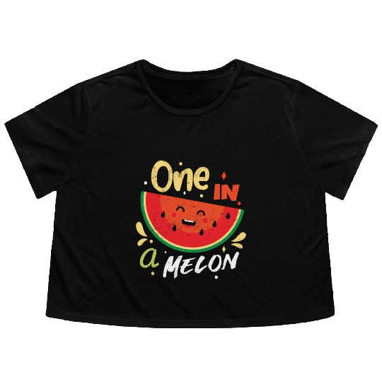 One In A Melon Watermelon Fruitarian Summer Fruit Flowy Cropped Tees