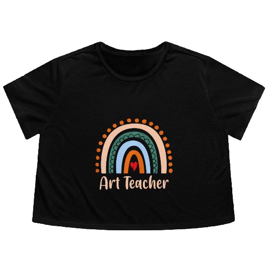 Art Teacher Boho Rainbow Back To School Flowy Cropped Tees