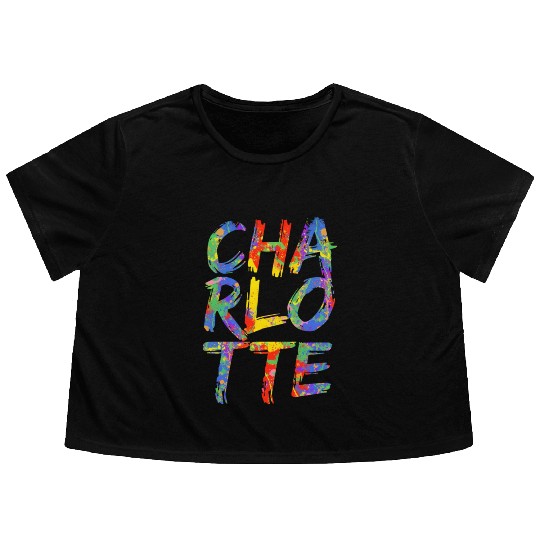 Charlotte Artwork Colorful Rainbow Carolina Flowy Cropped Tees