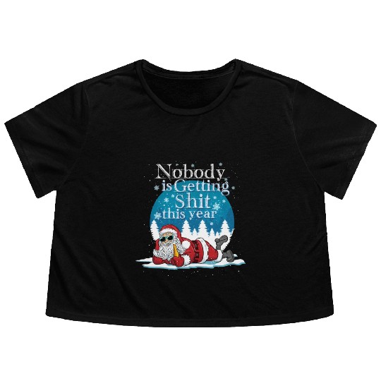 Santa 2020 Claus Ugly Bad Santa Flowy Cropped Tees
