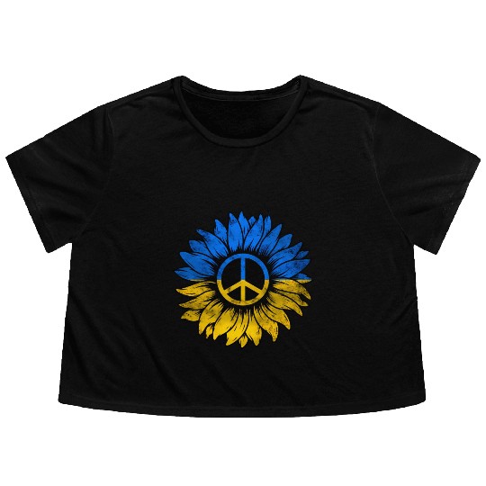 Ukrainian Flag Ukraine Flag Sunflower Flowy Cropped Tees