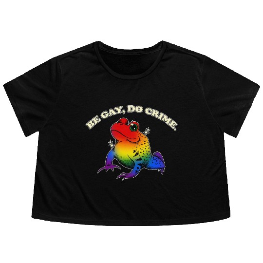 BGD crime - Vintage LGBT Rainbow Frog Meme Flowy Cropped Tees