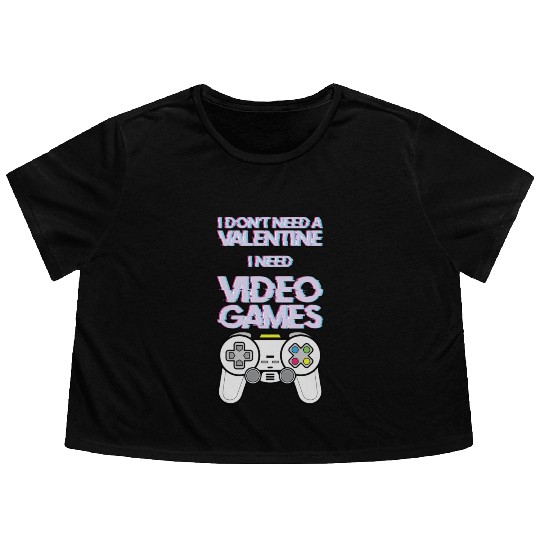 Valentine s Day Video Game Lover Flowy Cropped Tees