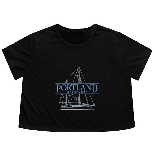 Portland Maine Sailing Flowy Cropped Tees