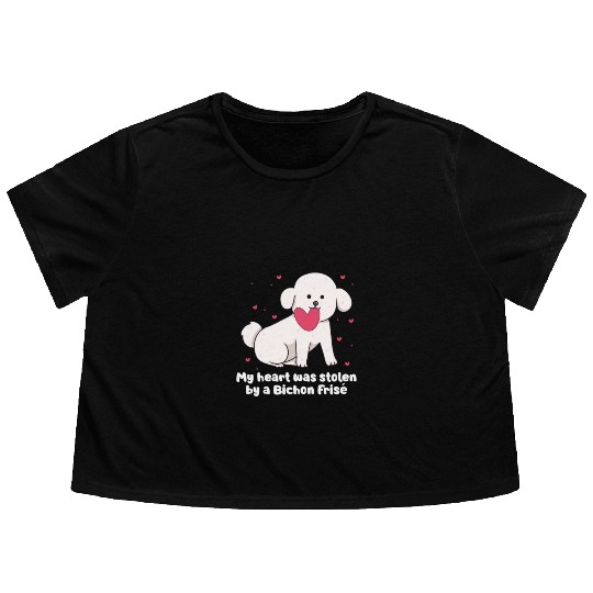 My Heart Was Stolen By A Bichon Frise Flowy Cropped Tees