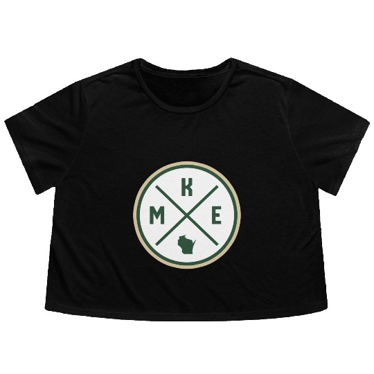 Milwaukee Circle Patch Green Flowy Cropped Tees