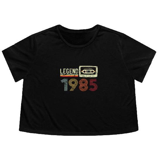 1985 Geburtstag Vintage Cassette Flowy Cropped Tees