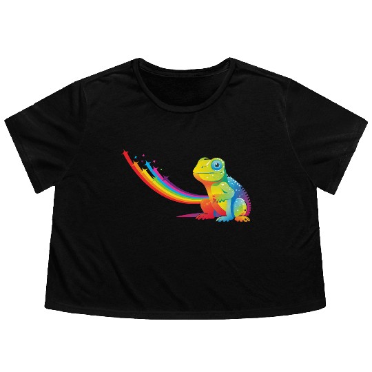 Gay Pride Gecko Flowy Cropped Tees