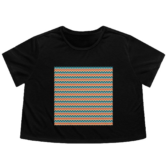 Retro Orange Teal Pattern Flowy Cropped Tees