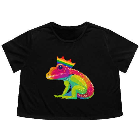 Gay Pride Gecko Flowy Cropped Tees