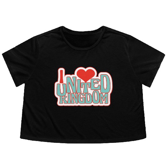 United kingdom hearts Flowy Cropped Tees