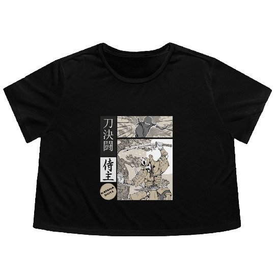 Katana Samurai Vs Ninja Warrior Comic Strip style Flowy Cropped Tees